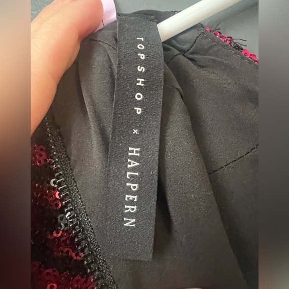 Top Shop Pink Leopard Sequin Bell Sleeve Top US 6 - Picture 2 of 7